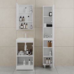 Style Line Мебель для ванной с кварцевой раковиной жасмин Батлер 50 белая Люкс антискрейтч Plus – фотография-4